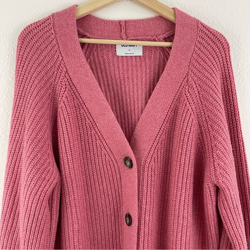 Old Navy Dried Rose Pink Shaker-Stitch Chunky Knit Cozy Winter